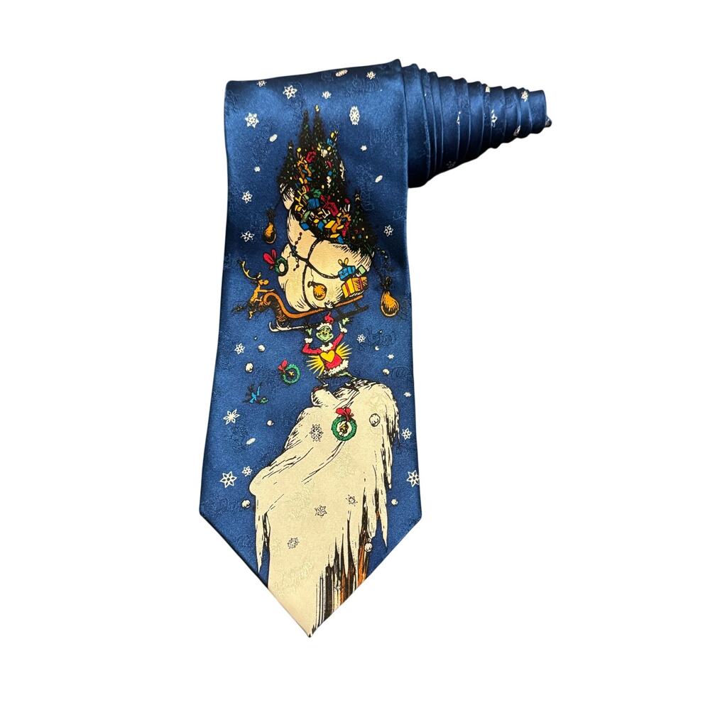 Dr Seuss How The Grinch Stole Christmas Sleigh Presents Cartoon Necktie Silk